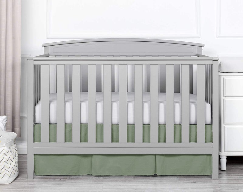 Linens Limited Box Pleated Crib Bed Skirt Premium 100% Cotton 800 Thread Count Nursery Crib Toddler Bedding Crib Bedskirt for Baby Boys or Baby Girls, (28" x 52") + 14" Drop Lenght - Sage Solid - Image 3