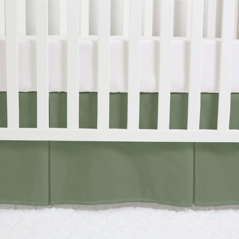 Linens Limited Box Pleated Crib Bed Skirt Premium 100% Cotton 800 Thread Count Nursery Crib Toddler Bedding Crib Bedskirt for Baby Boys or Baby Girls, (28" x 52") + 14" Drop Lenght - Sage Solid - Image 2