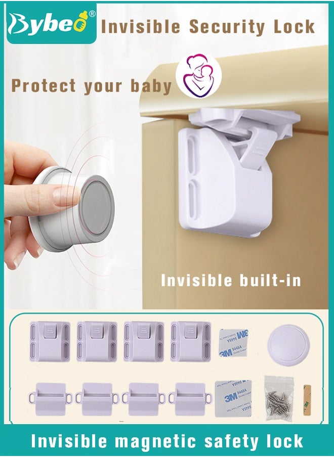 Bybeo Baby Safety Magnetic Cabinet Lock For Cabinets And Drawers (4 Locks + 1 Key)  - Image 1