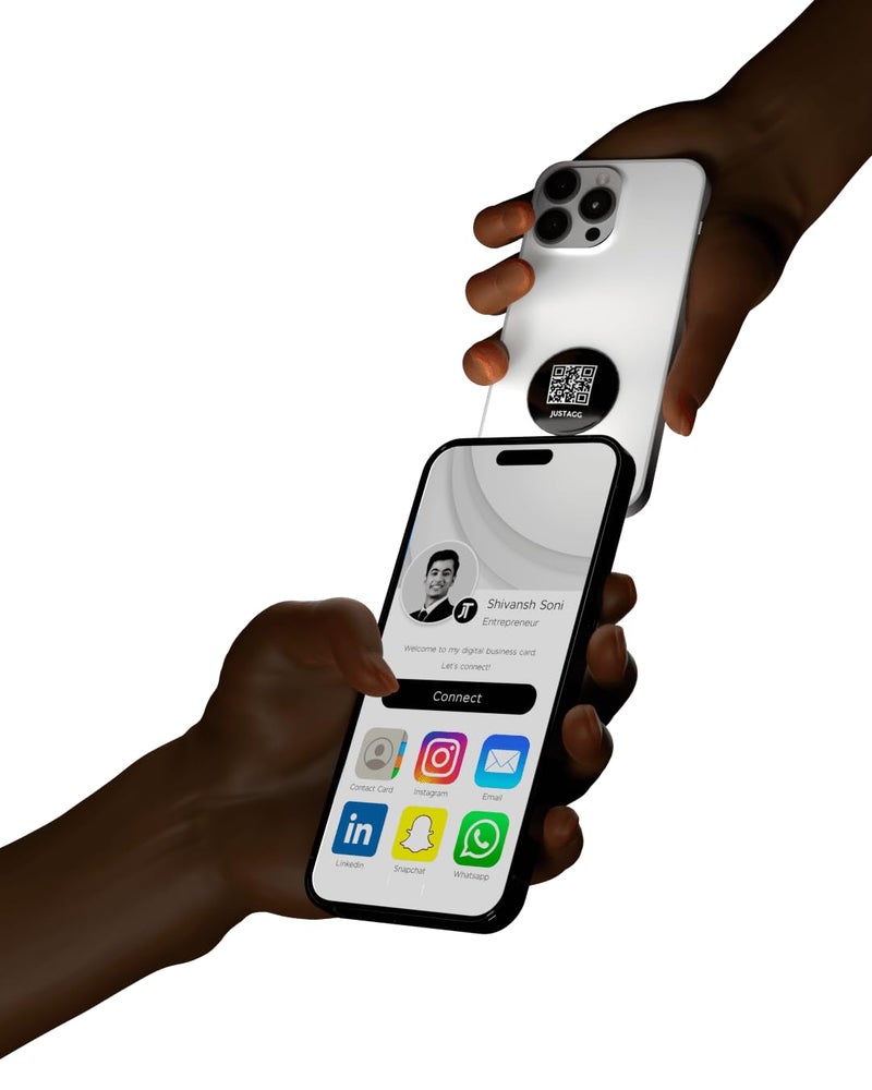 Justagg Digital Business Card - Add to Your Phone to instantly Share Contact Info, Social Media, website, videos, presentation & More - for iPhone and Android - Features NFC Tap & Advanced QR (White) - Image 3