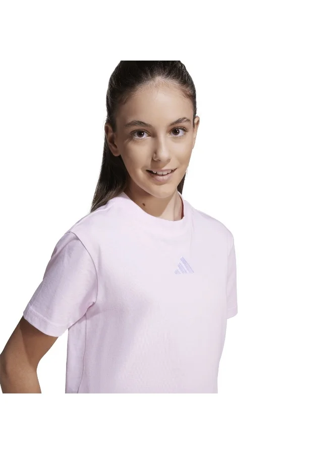 اديداس تيشيرت أطفال وردي بأكمام قصيرة