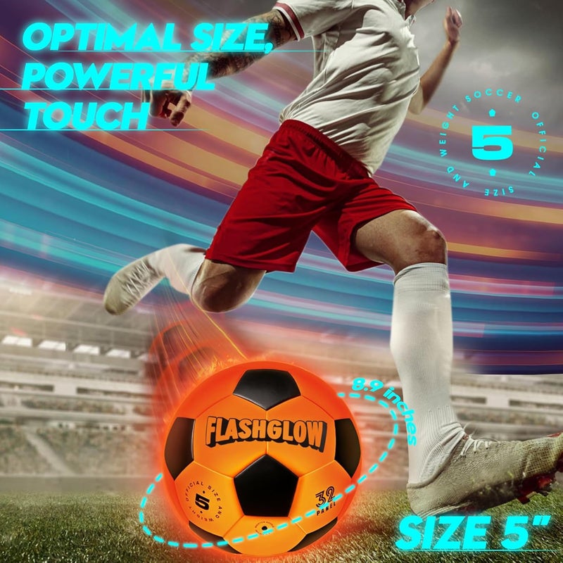 FLASHGLOW Light Up Soccer Ball Gift For Boys: Glow In The Dark - Toys For Kids & Teens Ages 8-15 - Birthday Christmas Easter Ideas - Outdoor Sports Activity Night Play - 8 9 10 11 12 13 14 15 Years Old Teenager - Image 4