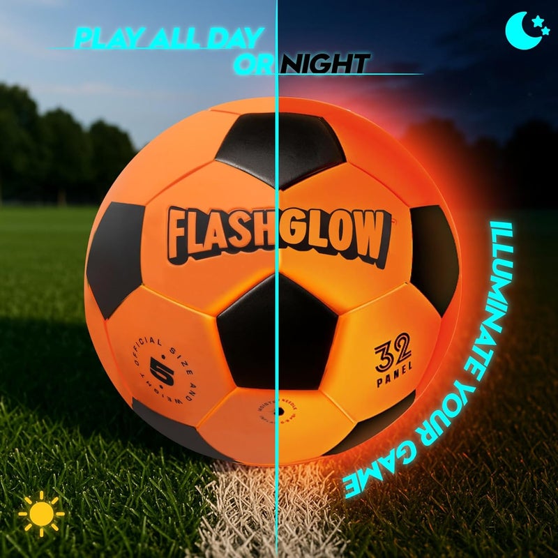FLASHGLOW Light Up Soccer Ball Gift For Boys: Glow In The Dark - Toys For Kids & Teens Ages 8-15 - Birthday Christmas Easter Ideas - Outdoor Sports Activity Night Play - 8 9 10 11 12 13 14 15 Years Old Teenager - Image 2