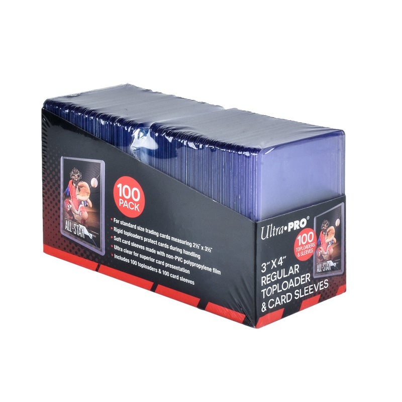 Ultra PRO 3" x 4" Clear Regular TopLoaders For Cards With Card Sleeves Bundle Standard Size 100ct Trading Baseball Toploader Card Sleeve Protectors - Image 1