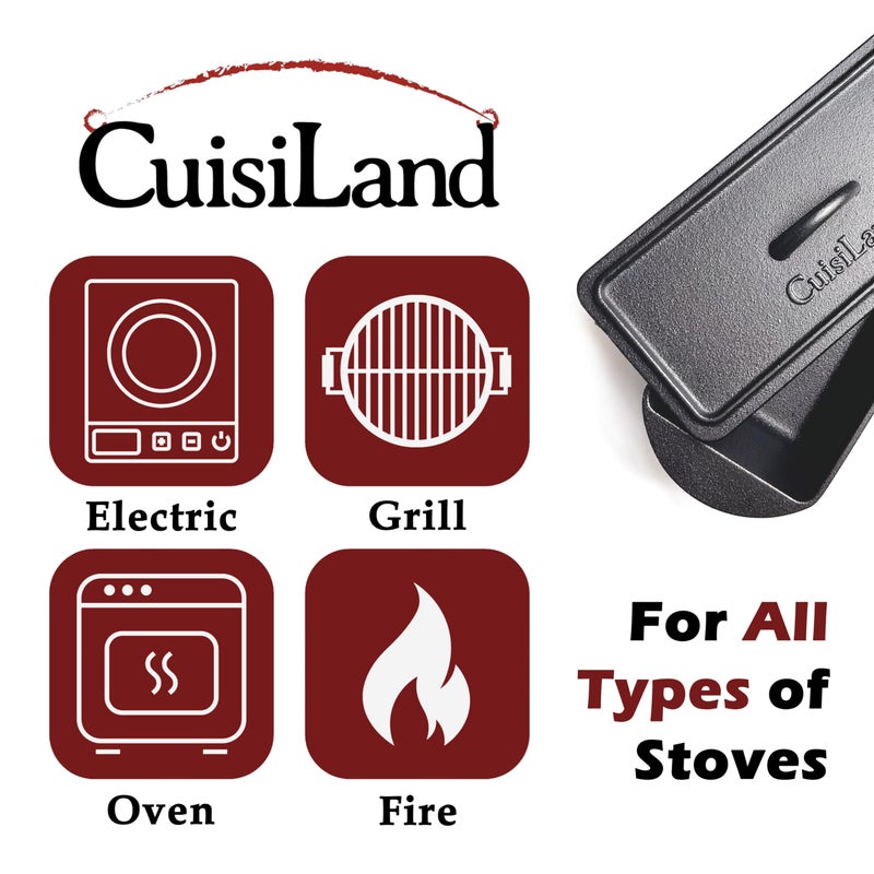 Cuisiland Rectangular Cast Iron Bread Loaf Pan & Proofing Basket, Heavy Duty 11x4.75x4,25" (14" L/Handles) with Lid (BLP137BU) - Image 4