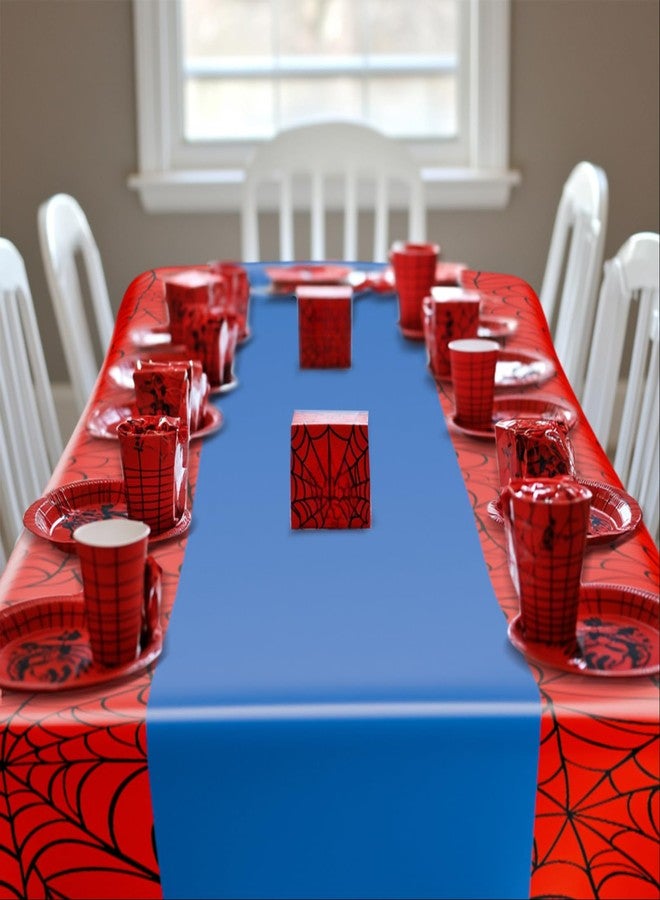 Remagr 3 Pcs 54 x 108 Inch Spider Birthday Party Tablecloth Plastic Disposable Hero Table Cover Large Red and Blue Plastic Rectangular Tablecloth for Birthday Party Decorations Supplies (Red,Blue) - Image 4