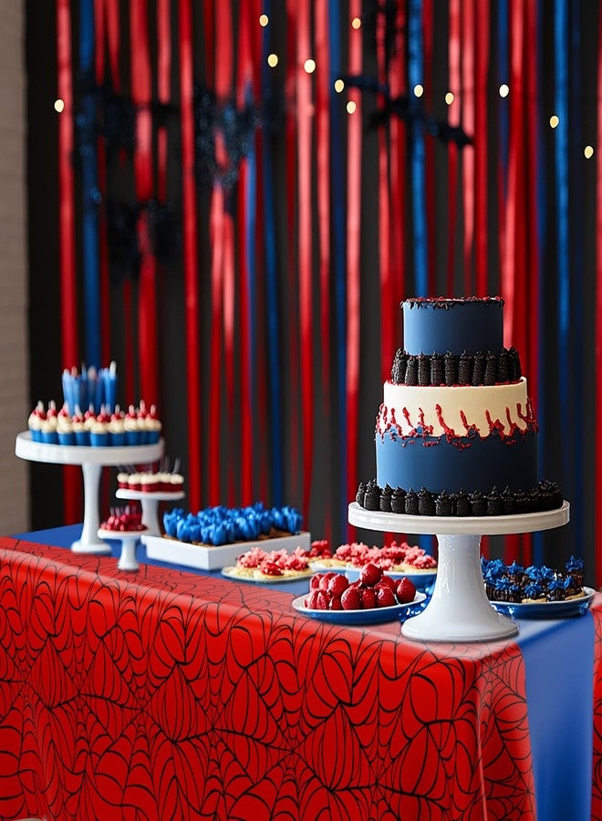 Remagr 3 Pcs 54 x 108 Inch Spider Birthday Party Tablecloth Plastic Disposable Hero Table Cover Large Red and Blue Plastic Rectangular Tablecloth for Birthday Party Decorations Supplies (Red,Blue) - Image 5