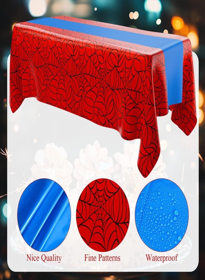 Remagr 3 Pcs 54 x 108 Inch Spider Birthday Party Tablecloth Plastic Disposable Hero Table Cover Large Red and Blue Plastic Rectangular Tablecloth for Birthday Party Decorations Supplies (Red,Blue) - Image 3