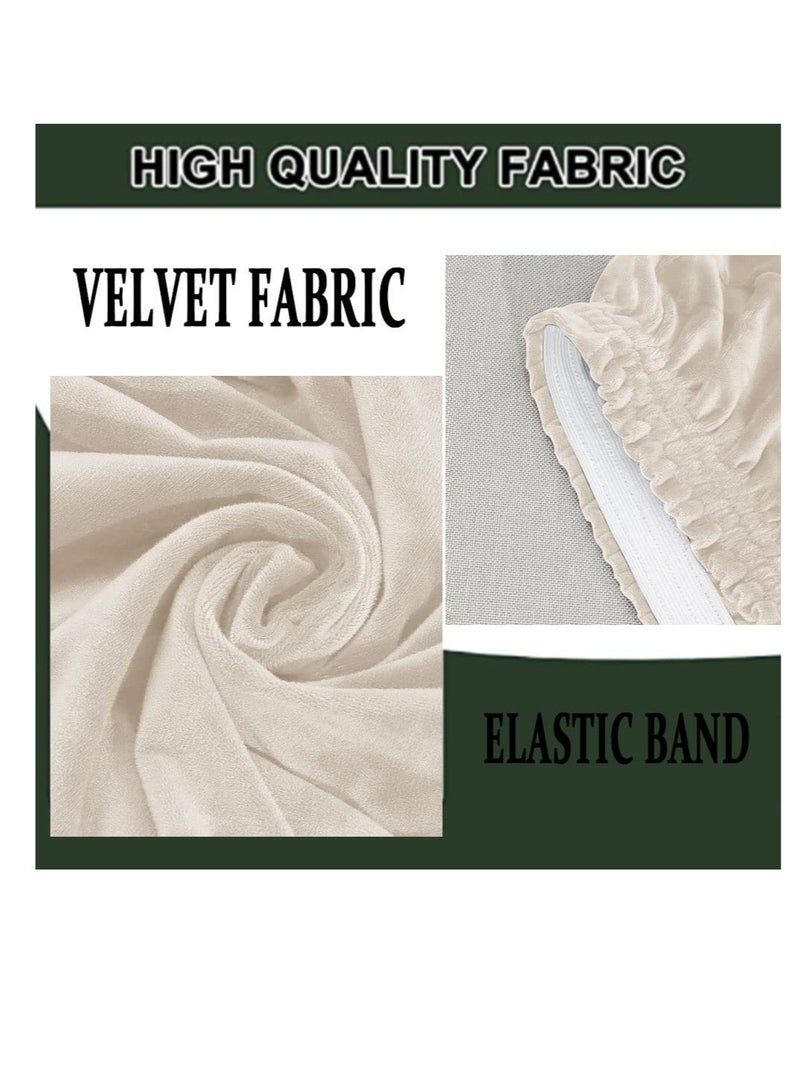 Excefore Stretch Soft Velvet Wingback Chair Cover, Dining Room Chair Covers, Super Soft Washable Reusable Armchair Slipcover, for Dining Room Home Banquet Party Decor (Cream, Set of 4) - Image 2
