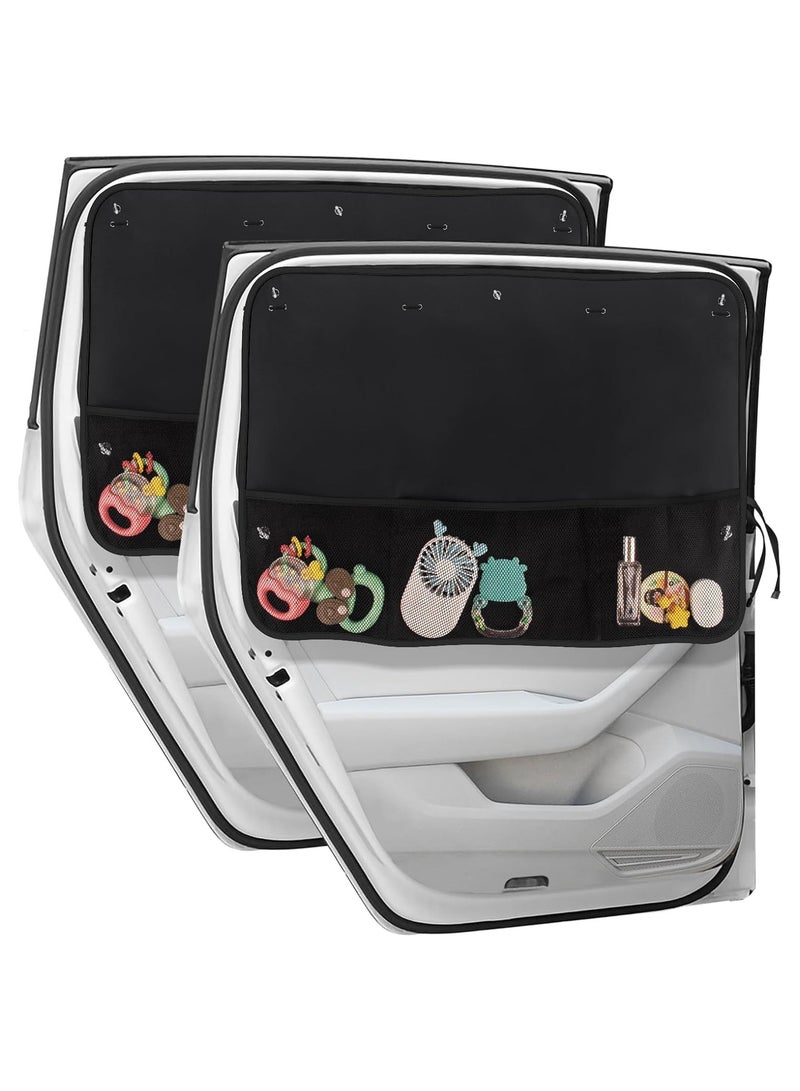 INSIJAM Car Sun Shade Side Window 2 Pcs Blackout Car Window Shade for Baby Privacy with Storage Net Pockets Car Curtains 7 Suction Cups for Heat/UV Protection Sun Block Covers - Image 1