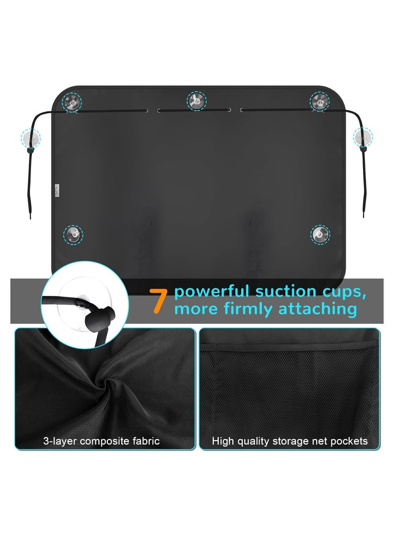 INSIJAM Car Sun Shade Side Window 2 Pcs Blackout Car Window Shade for Baby Privacy with Storage Net Pockets Car Curtains 7 Suction Cups for Heat/UV Protection Sun Block Covers - Image 4