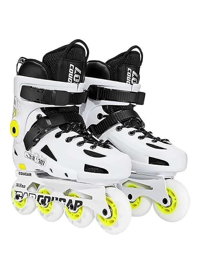 Cougar COUGAR Roller Skate Shoe Cougar Model 307 For Adult Adjustable Roller Skates with 4 Illuminating Pu Wheels, Outdoors and Indoors Roller Blades for Boys Girls Beginners Color : White Size : 40  - Image 1