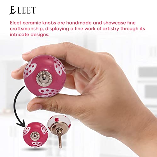 Eleet Assorted Ceramic Cabinet Knobs - Vintage Cabinet Cupboard Door & Drawer Pulls Chrome Hardware (Ceramic Knobs Set of 20, Dark Pink & White) - Image 4