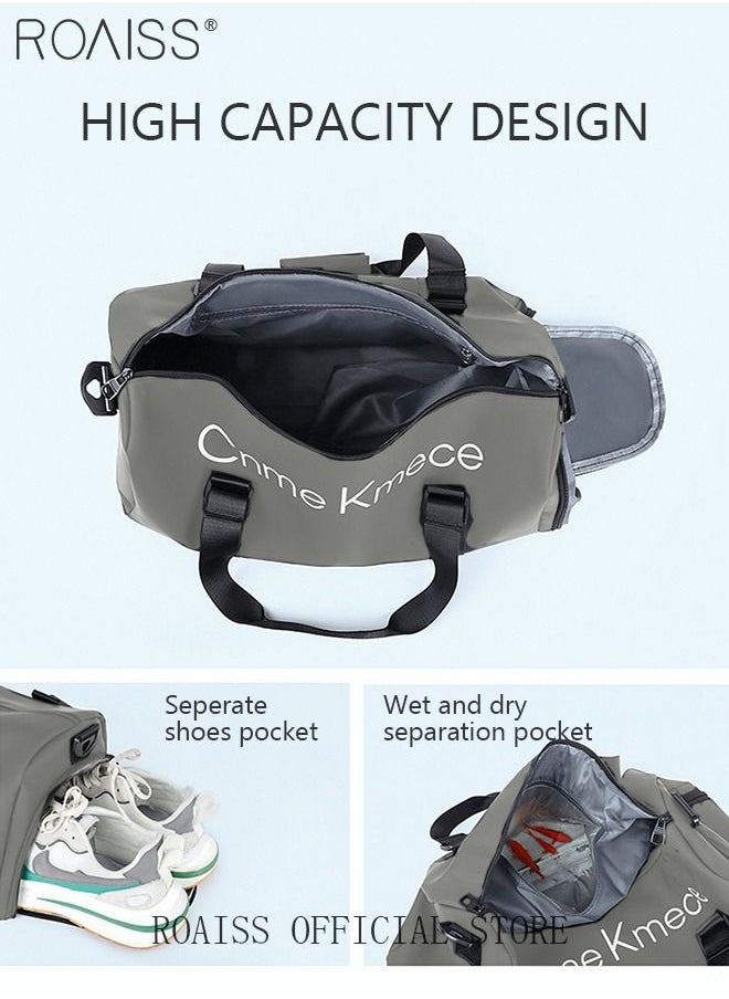 roaiss Unisex Gym Duffel Bag Shoes Compartment Lightweight Waterproof Multipurpose Large Capacity Outdoor Luggage Handbag for Fitness Sports Swimming Travel Grey  - Image 2