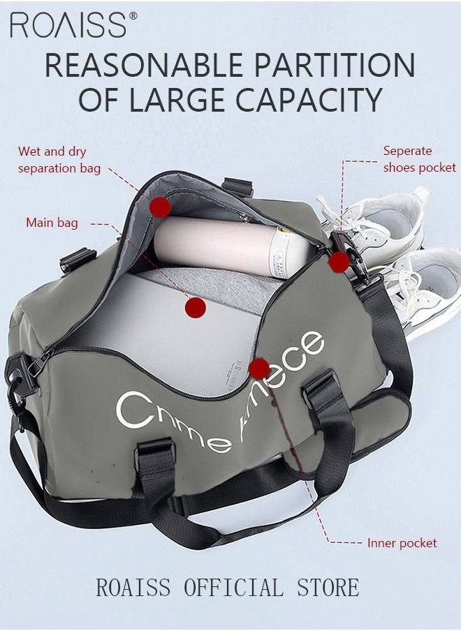 roaiss Unisex Gym Duffel Bag Shoes Compartment Lightweight Waterproof Multipurpose Large Capacity Outdoor Luggage Handbag for Fitness Sports Swimming Travel Grey  - Image 3