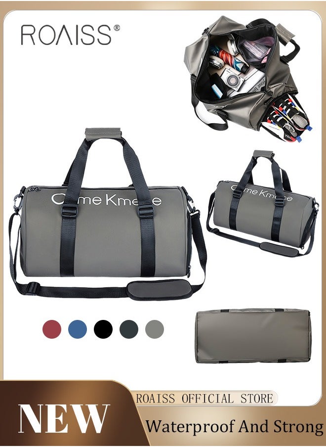 roaiss Unisex Gym Duffel Bag Shoes Compartment Lightweight Waterproof Multipurpose Large Capacity Outdoor Luggage Handbag for Fitness Sports Swimming Travel Grey  - Image 1