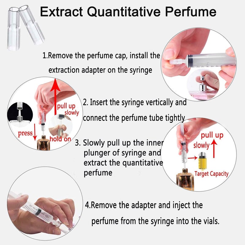 موب مجموعة المكونة من 6 عبوات من محقنة العطر سعة 10 مل مع قياس، مضخة توزيع العطر لاستخراج وإعادة تعبئة العطر، أدوات إعادة تعبئة العطر لتغذية الحيوانات الأليفة، قياس السوائل، أدوات إعادة التعبئة مع 6 محولات - Image 4