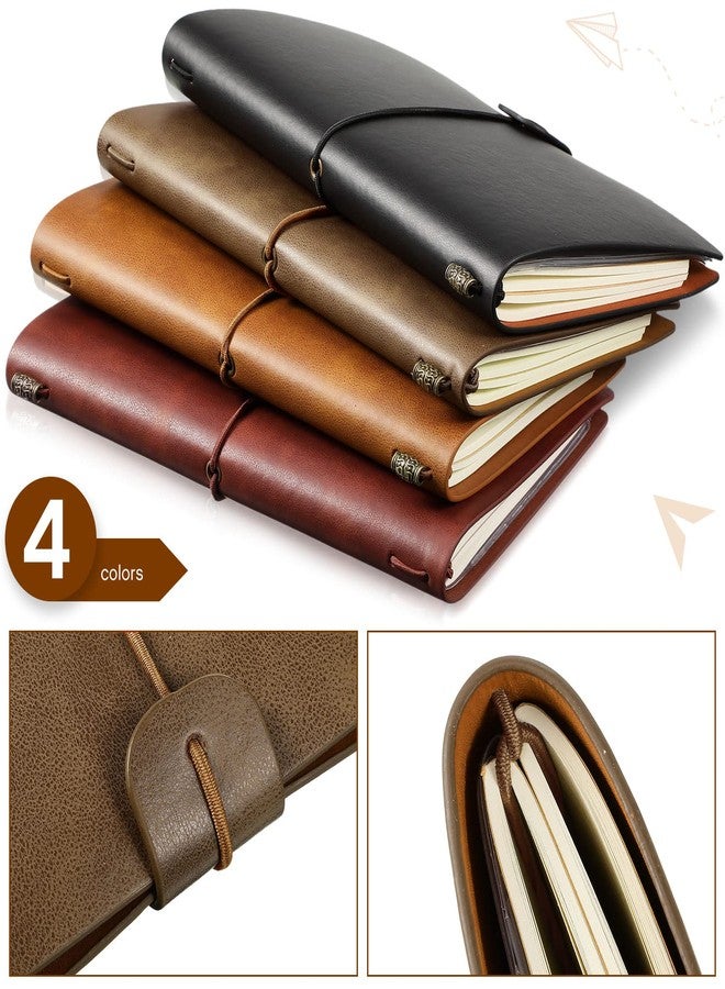 Epakh 4 Packs Leather Journal Notebook Refillable Travel Notebook 4.72 x 7.87 Inch Vintage Travel Journal Pocket Notebook for Men Women, 80 Sheets/ 160 Pages - Image 3