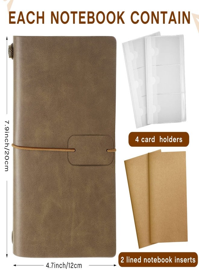 Epakh 4 Packs Leather Journal Notebook Refillable Travel Notebook 4.72 x 7.87 Inch Vintage Travel Journal Pocket Notebook for Men Women, 80 Sheets/ 160 Pages - Image 2