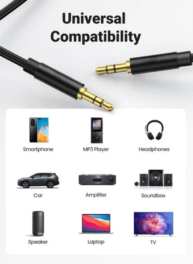 كابل Aux 3.5 ملم كابل صوت مرن مضفر ذكر إلى ذكر جاك مساعد إلى جاك كابل سماعة الرأس للهاتف اللوحي ومكبرات الصوت ستيريو السيارة ومشغل MP3 ماك بوك برو 2021 0.5 متر - Image 2