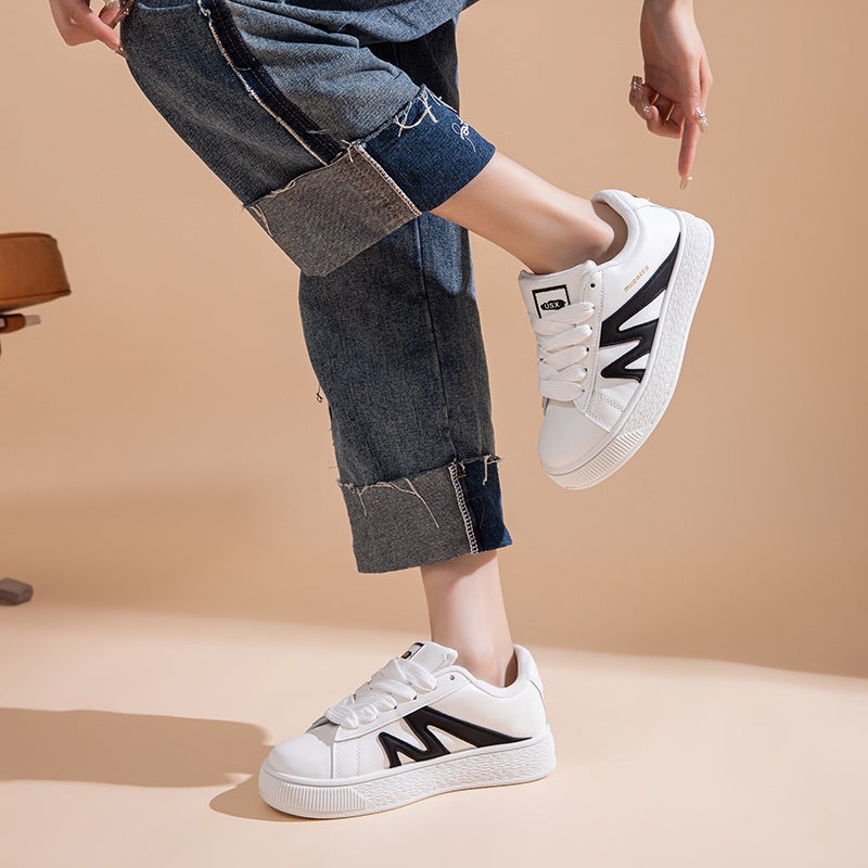 Plus Size Fashion Shoes Independent Station Solid Color Lace-Up Shoes Fashion Lovers Small White Shoes - Image 3