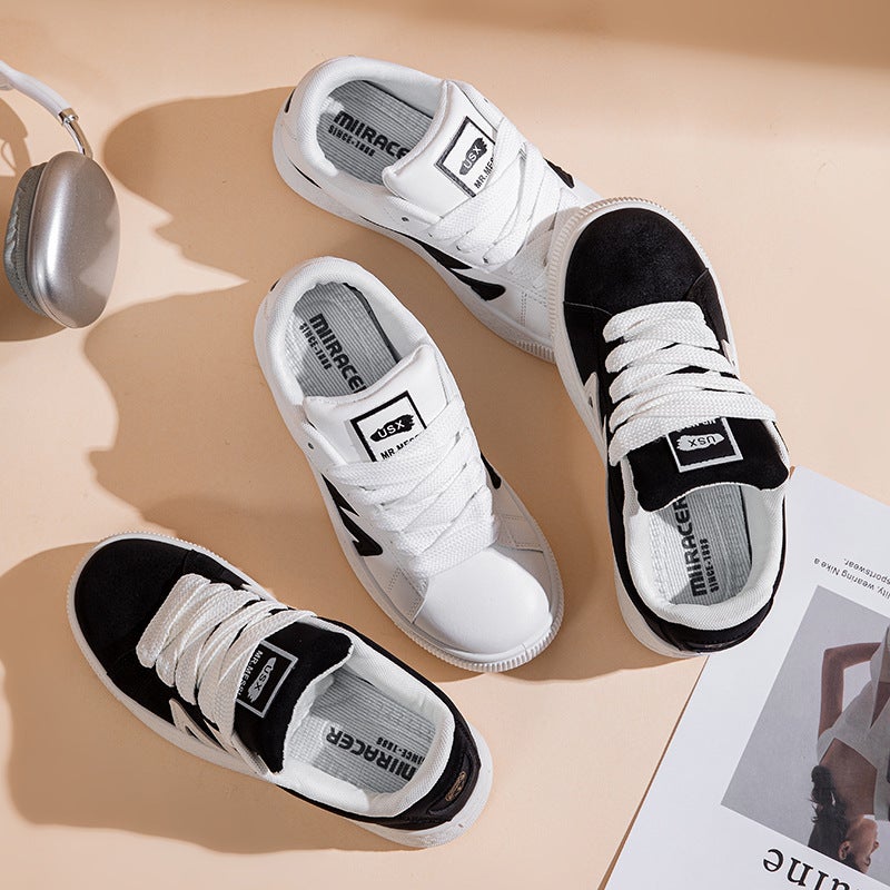 Plus Size Fashion Shoes Independent Station Solid Color Lace-Up Shoes Fashion Lovers Small White Shoes - Image 2