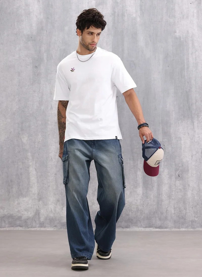 Wrogn Graphic Printed Oversized Fit T-shirt | White