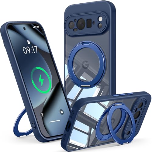 WASTROYAL 【360°Spin Magnetic Stand】 Case for Pixel 10 Pro XL【Fit for MagSafe & Pixelsnap】 Cover with Ring Holder【Crystal Clear】 Camera Protection Phone Google 10 Pro XL Cases - Blue - Image 1