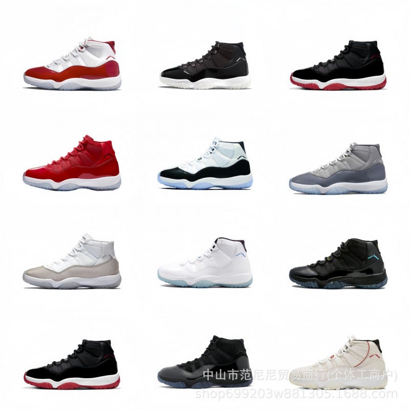 Pure Original Aj11 Big Devil Joe 11 Black And White Red High-Top Baby'S Breath Kang Buckle Black And Red Sports Shoes - Image 2