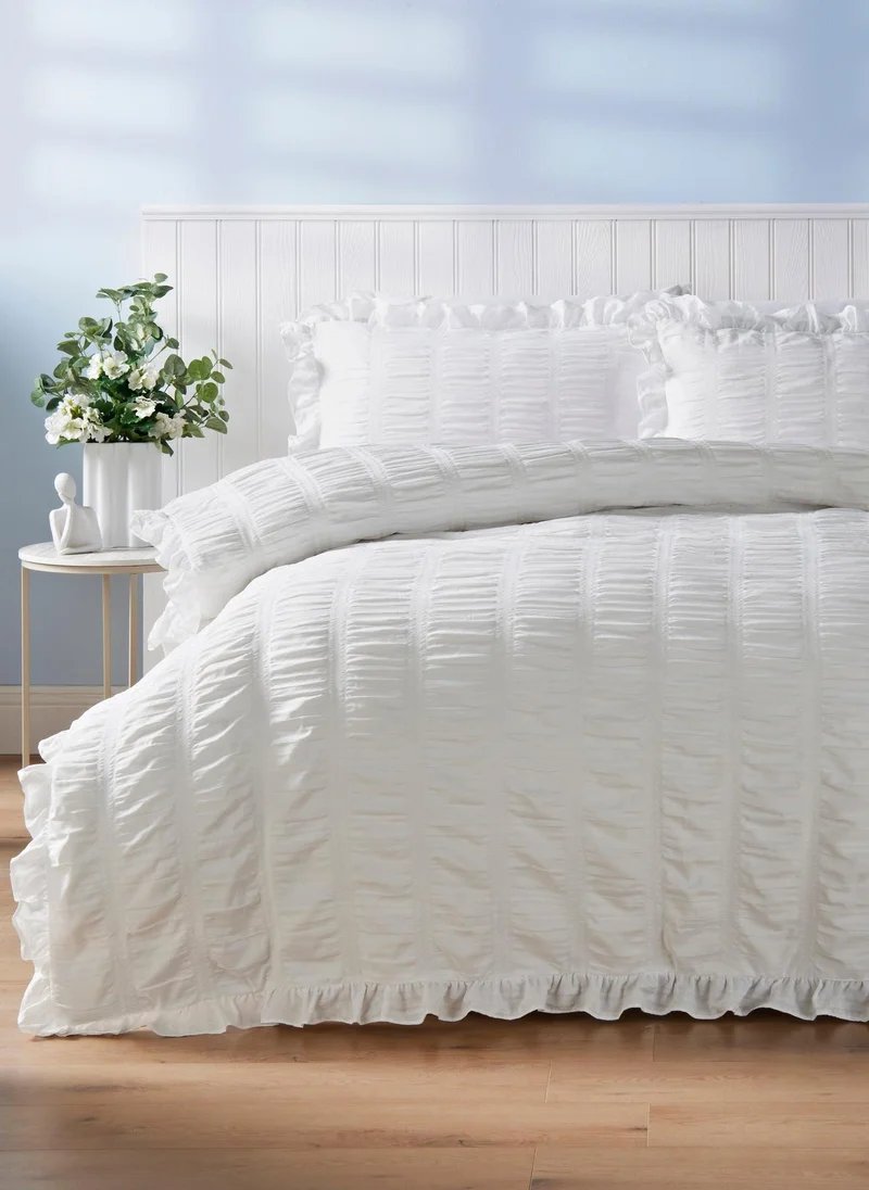 ماتلان White Seersucker Frill Duvet Set