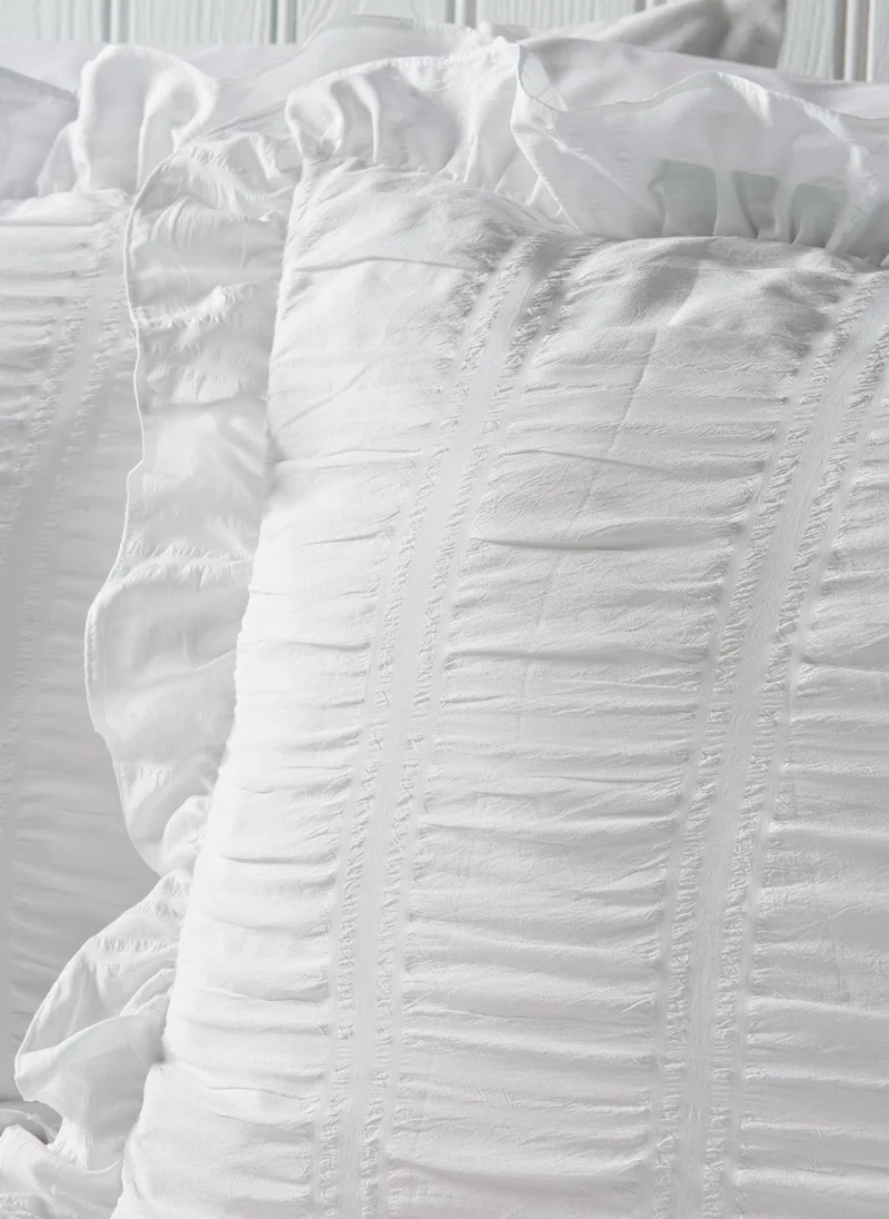 ماتلان White Seersucker Frill Duvet Set