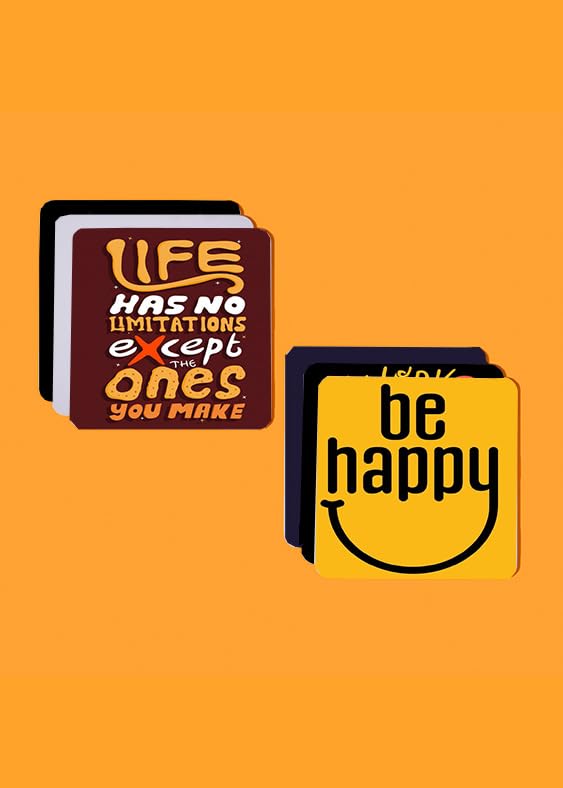 TAJNAN Motivational Quote Coasters Set of 6 Square Drink Coasters Inspirational Text Design Table Protection for Home and Office - Image 3