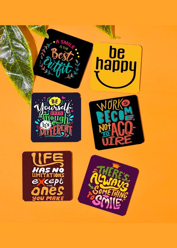 TAJNAN Motivational Quote Coasters Set of 6 Square Drink Coasters Inspirational Text Design Table Protection for Home and Office - Image 5