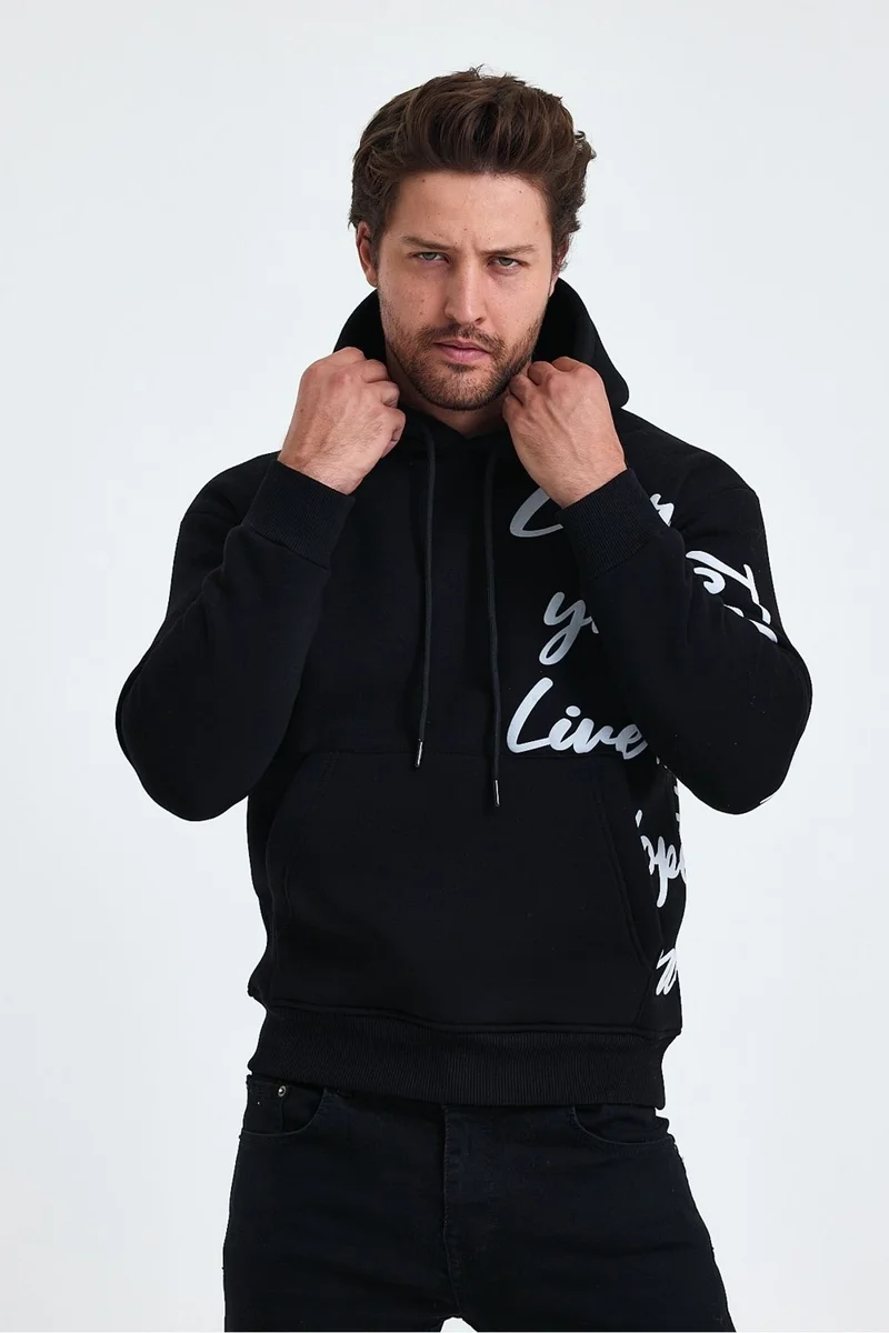 Cool Tarz Cool Style Men's Today Text Printed 3 Thread Raised Hooded Regular Sweatshirt
