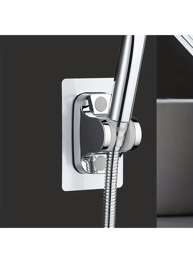 Silvery No Drill Wall Mount Shower Holder Adjustable Handheld Showerhead Bracket - Image 2