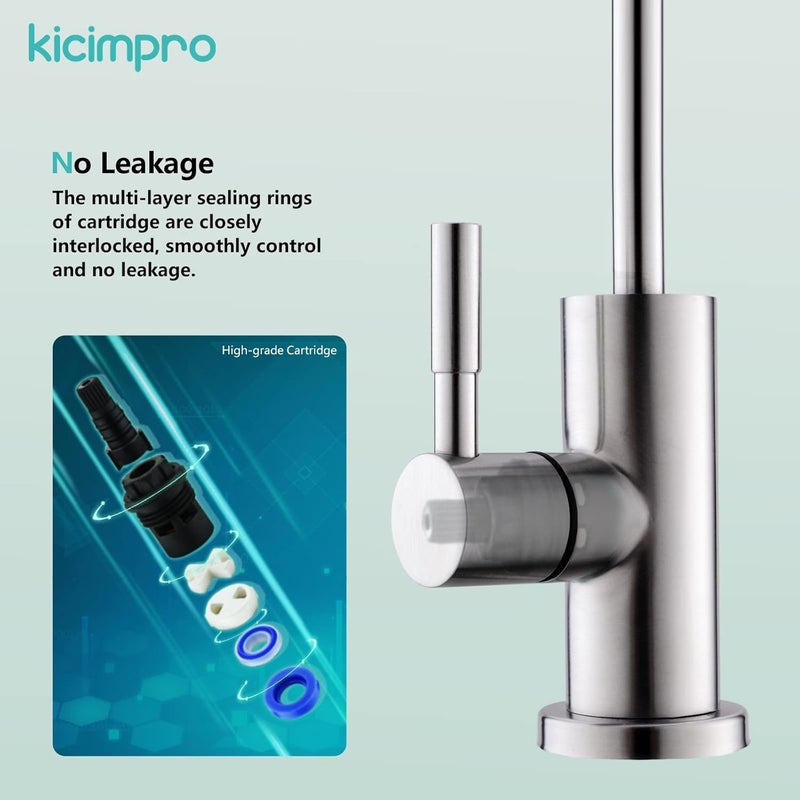 kicimpro Water Filter Faucet, Drinking Water Faucet Fits Most Reverse Osmosis and Water Filtration System for Kitchen Bar Sink Faucet in Non-Air Gap SUS304 Stainless Modern Brushed Nickel Lead-Free - Image 4