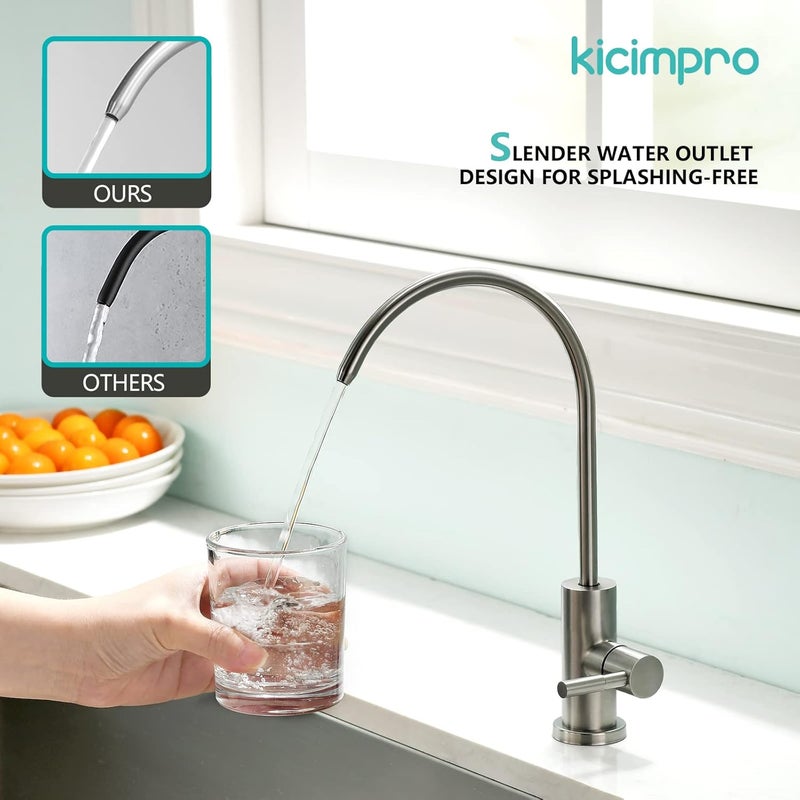 kicimpro Water Filter Faucet, Drinking Water Faucet Fits Most Reverse Osmosis and Water Filtration System for Kitchen Bar Sink Faucet in Non-Air Gap SUS304 Stainless Modern Brushed Nickel Lead-Free - Image 5