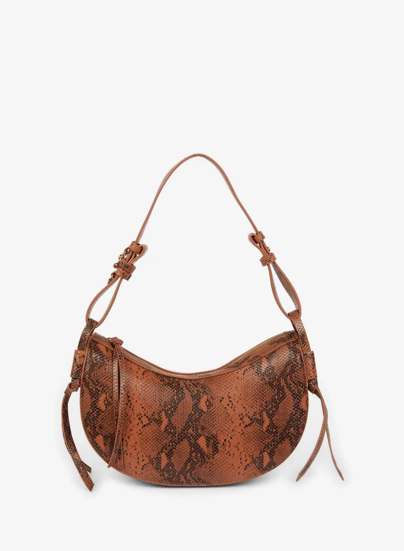 Woman Faux Leather Snakeskin Patterned Shoulder Bag