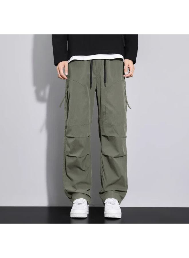 Vuug Outdoor Workwear Paratrooper Pants Men Autumn Winter Straight Casual Trousers 4XL Military Green Fleece Lined - Image 1