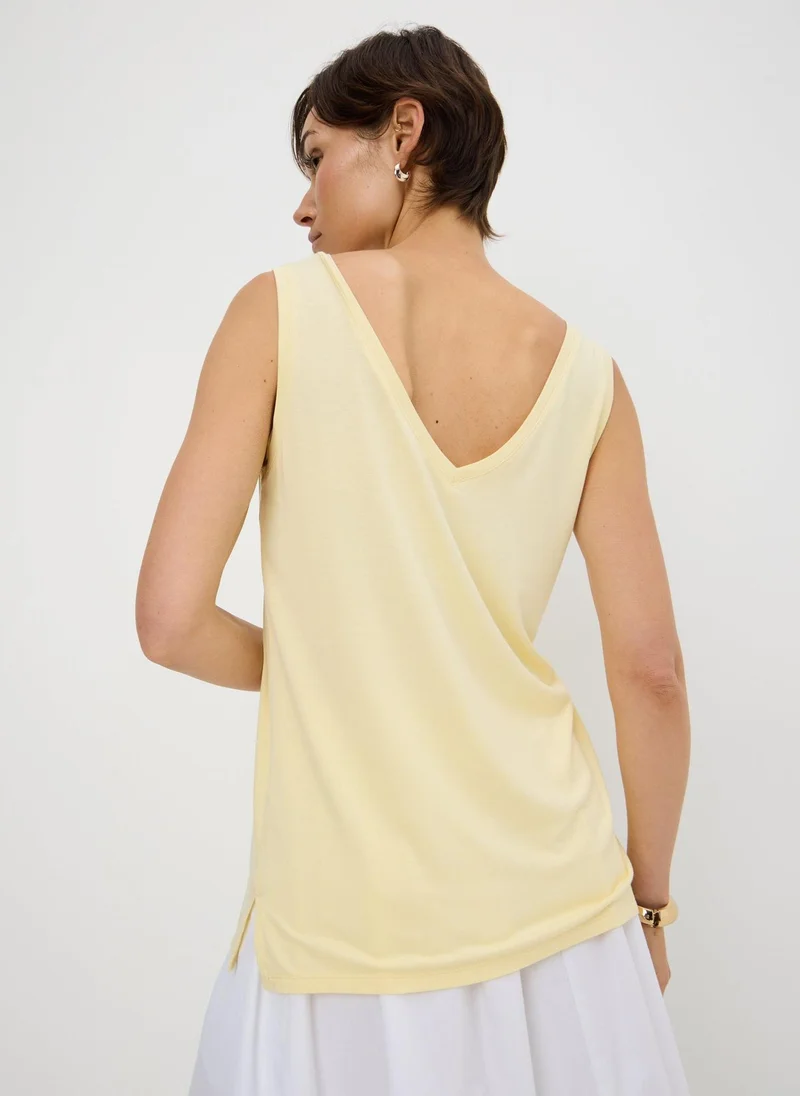 ماتلان Yellow V-Neck Vest Top