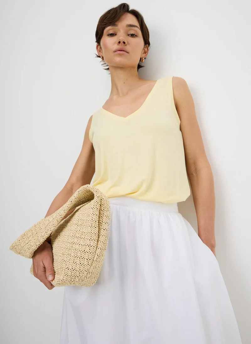 ماتلان Yellow V-Neck Vest Top