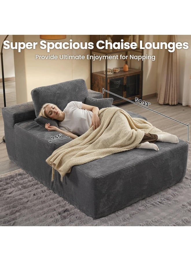Zayn comforts Cozy Chaise Lounge Chair Premium velvet Upholstered Sofa Bed with Armrests & 2 Plush Pillows, Oversized Fluffy Comfort 170cm x 122cm (Grey) - Image 4