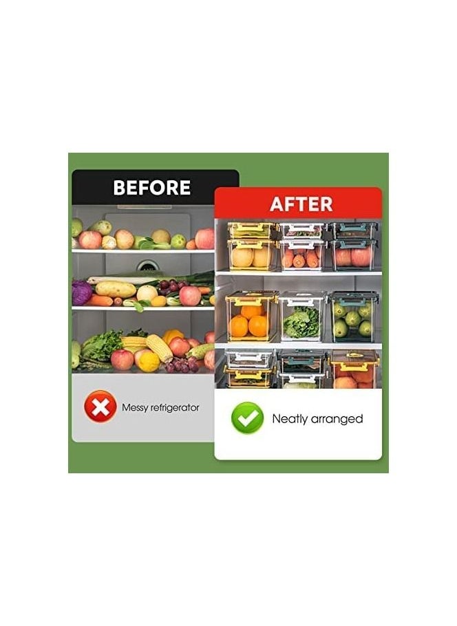 Stackable Refrigerator Organizer Fresh Keeper Container with timer lid For Kitchen Produce Fruit Vegetables storage