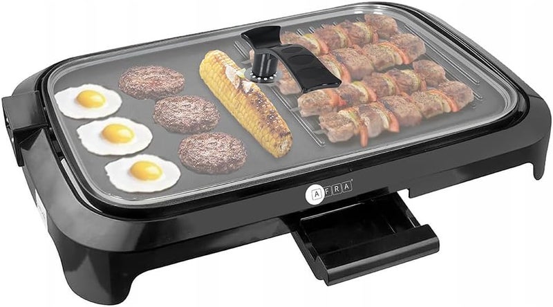 AFRA Electric Barbeque Grill, 1600W, Indoor and Outdoor, Thermostat Control, Overheat Protection, Portable, Smoke-Free, AF-1600BQBK, 2 years Warranty. - Image 1