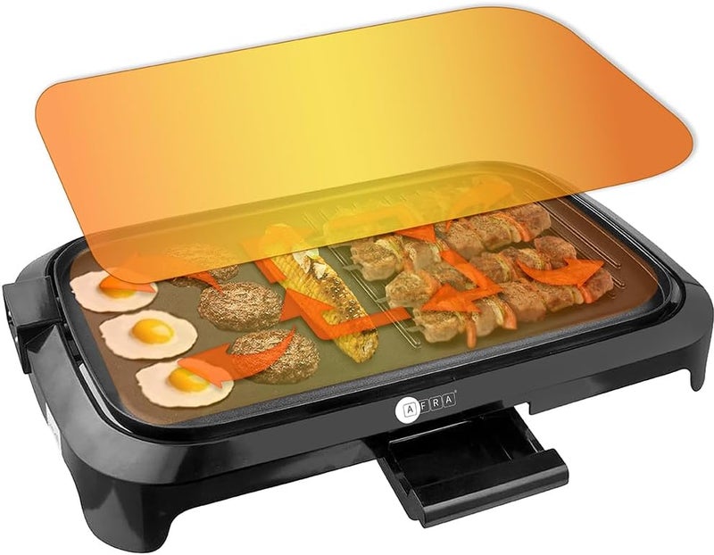 AFRA Electric Barbeque Grill, 1600W, Indoor and Outdoor, Thermostat Control, Overheat Protection, Portable, Smoke-Free, AF-1600BQBK, 2 years Warranty. - Image 3