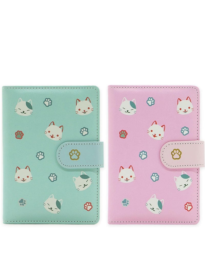 SYOSI دفتر جيب صغير، قطعتان من دفاتر الملاحظات ذات الغلاف المقوى على شكل قطة كرتونية، دفاتر ملاحظات صغيرة مبطنة، دفتر ملاحظات صغير للأعمال المكتبية، مستلزمات مدرسية (4.2"*5.7" 160 صفحة) - Image 1