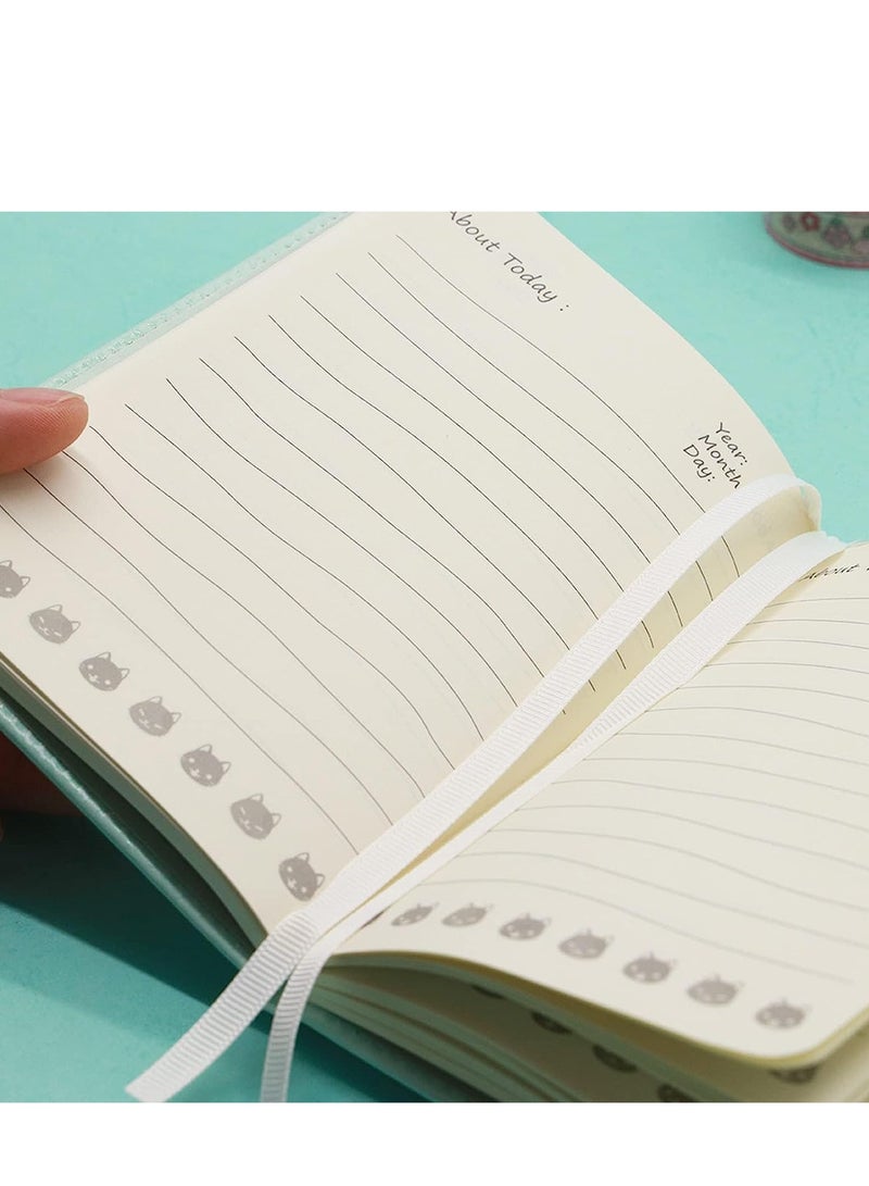 SYOSI دفتر جيب صغير، قطعتان من دفاتر الملاحظات ذات الغلاف المقوى على شكل قطة كرتونية، دفاتر ملاحظات صغيرة مبطنة، دفتر ملاحظات صغير للأعمال المكتبية، مستلزمات مدرسية (4.2"*5.7" 160 صفحة) - Image 2