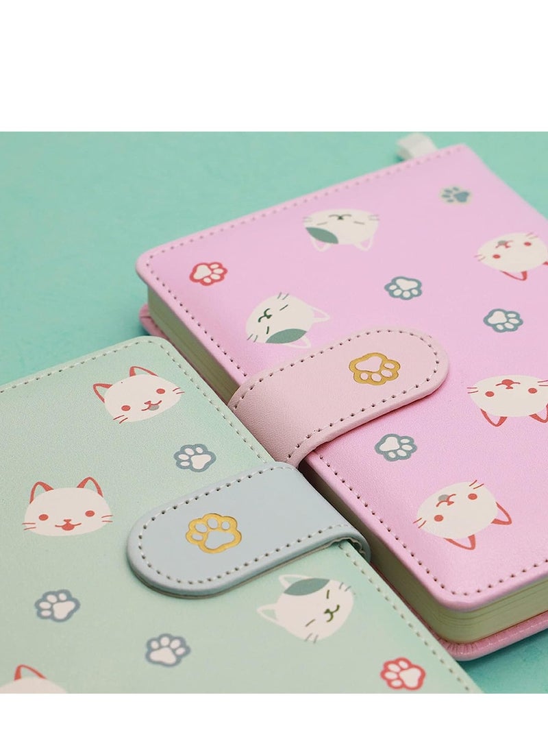 SYOSI دفتر جيب صغير، قطعتان من دفاتر الملاحظات ذات الغلاف المقوى على شكل قطة كرتونية، دفاتر ملاحظات صغيرة مبطنة، دفتر ملاحظات صغير للأعمال المكتبية، مستلزمات مدرسية (4.2"*5.7" 160 صفحة) - Image 3