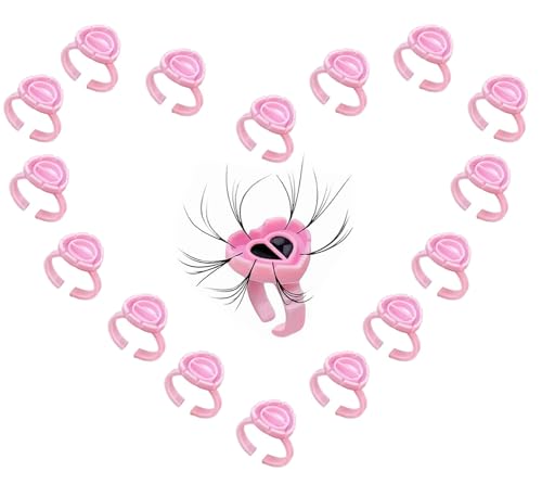 Fenshine 100 PCS Lash Glue Holder Glue Ring Cups Lash Extension Volume Lashes Quick Blossom Cups for Eyelash Extension Supply 2 Methods of Use Pink - Image 2