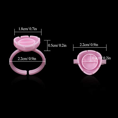 Fenshine 100 PCS Lash Glue Holder Glue Ring Cups Lash Extension Volume Lashes Quick Blossom Cups for Eyelash Extension Supply 2 Methods of Use Pink - Image 5